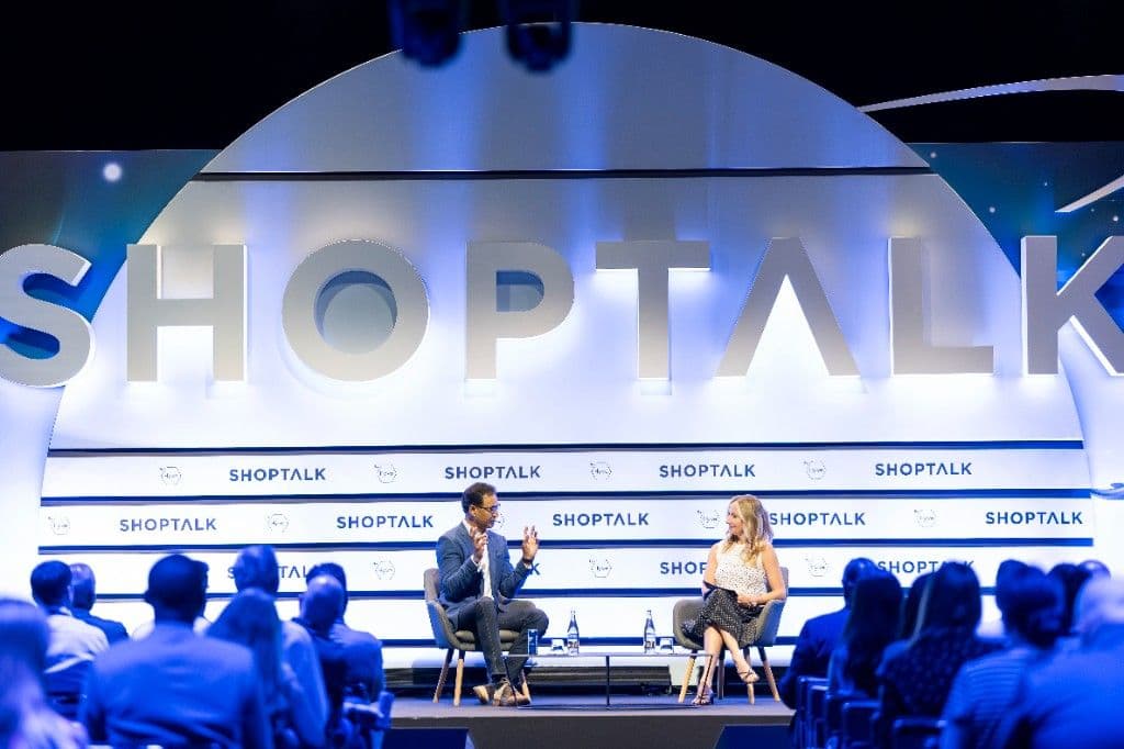 The main stage at Shoptalk Europe during a fireside session
