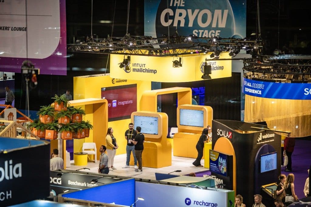 Exhibitors and attendees on the show floor at Shoptalk Europe
